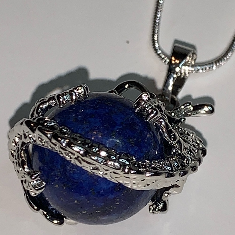 Lapis lazuli and silver necklace.